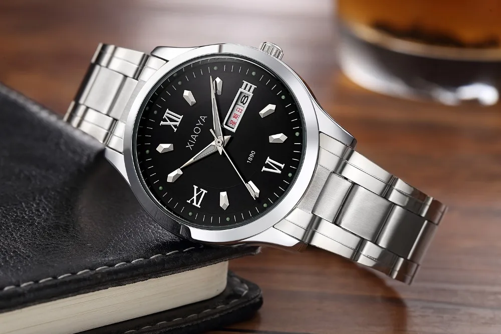 Мужские часы браслет роскошные Брендовые мужские кварцевые с календарем