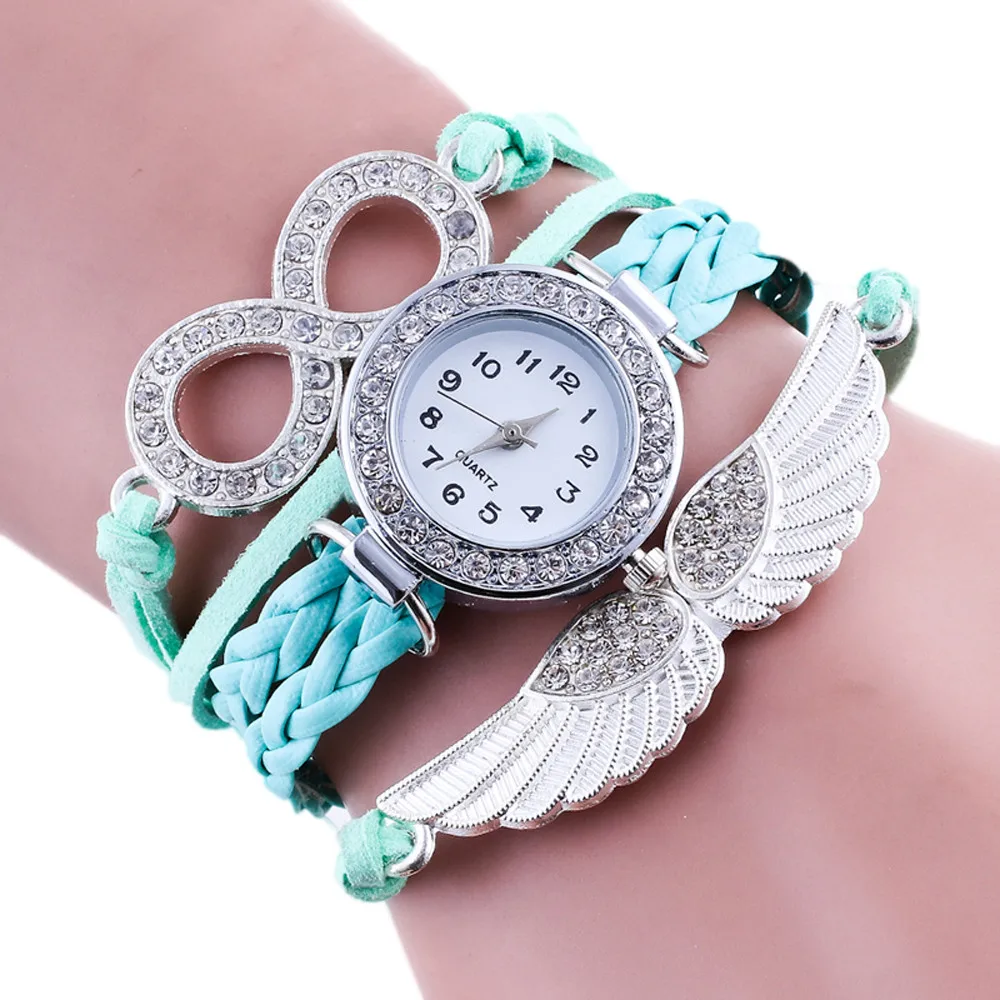 Новые модные наручные часы-браслет с крыльями из синтетической кожи цепочкой