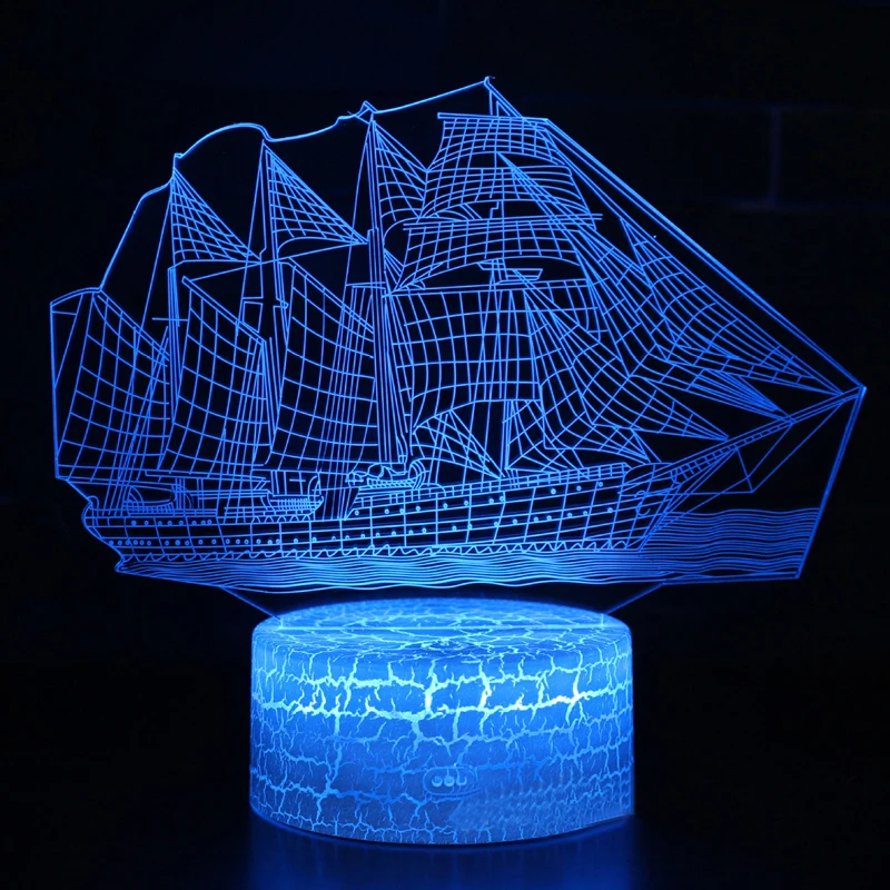 

Sailboat theme 3D Lamp LED night light 7 Color Change Touch Mood Lamp Christmas present Dropshippping