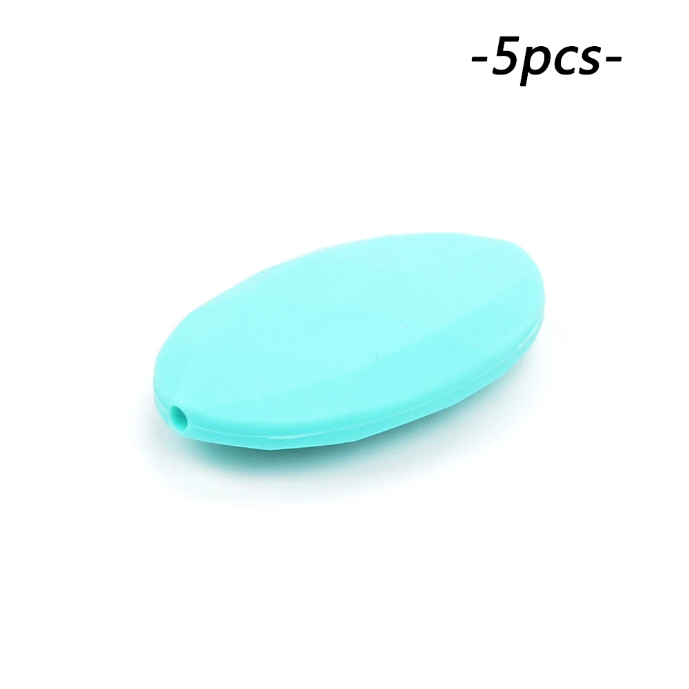 LOFCA 5 шт./лот Силиконовые Шарики BPA бесплатно плоские овальные круглые детские трофеи аксессуары Прорезывание Зубов, бисер для ребенка, свободные шарики - Цвет: turquoise