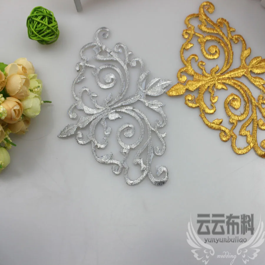 Золото и серебро вышивка/наклейки на ткани/костюмы для выступлений костюм Хана