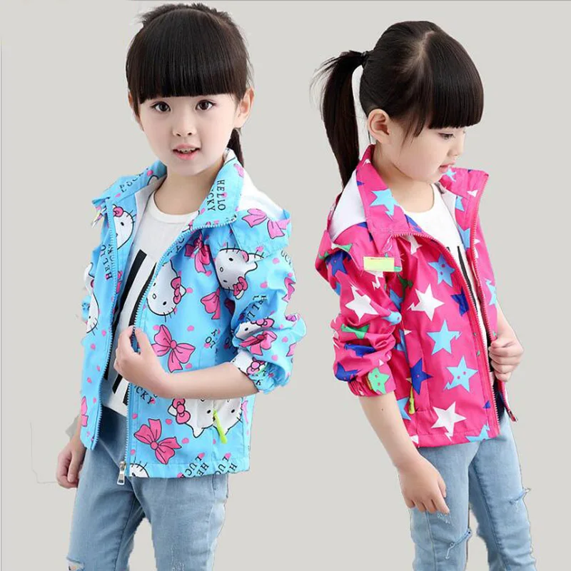 Осень 2017 г. Куртки для пальто девочек ветровки с капюшоном куртка детская одежда