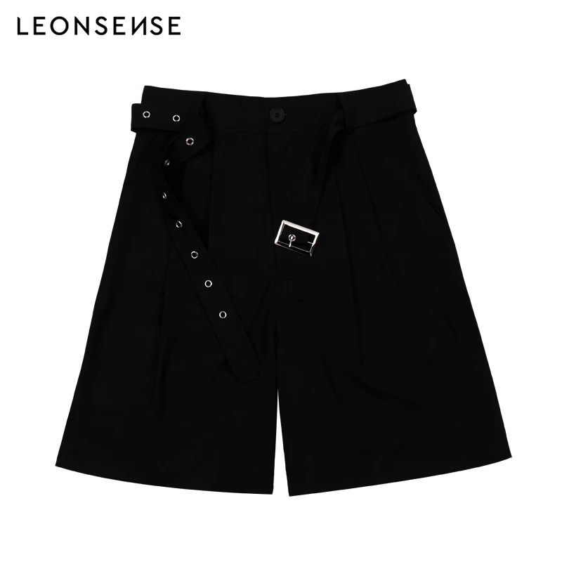 LEONSENES оригинальный бренд мужской ремень на пуговицах украшение черные свободные