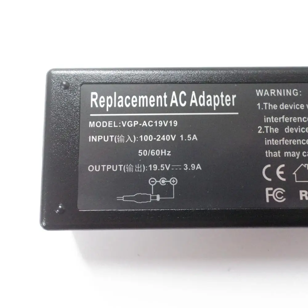 AC адаптер питания зарядное устройство для SONY VGP-AC19V37 VGP-AC19V33 VGP-AC19V28 19 5 V 3.9A VGP-AC19V48 NW FS