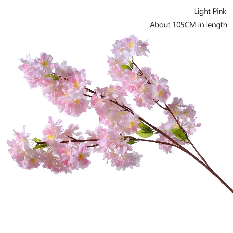 pink yumai 105см поддельные вишневого дерева 3 вилка ветка сакуры искусственный цветок шелковый свадебный фон украшения стены цветы - Color: pink