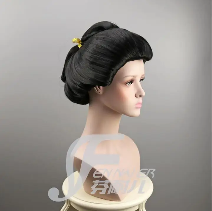 Женский черный парик из синтетических волос на каждый день|japanese geisha|geisha cosplaywig wig |