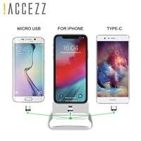 accezz magnetic phone stand holder for iphone xr xs max x 8 7 plus 3 in 1 type c micro usb lighting desktop charger for xiaomi