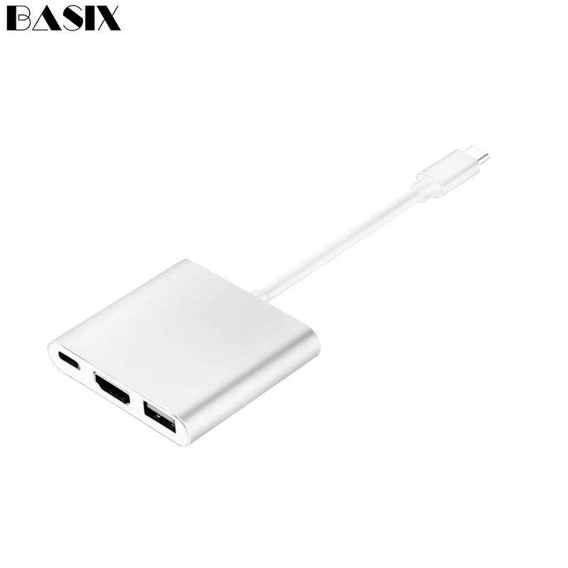 USB C концентратор к HDMI адаптер Тип C USB 3,1 хаб USB-C к USB3.0/HDMI/VGA/PD Зарядное устройство адаптер для нового Macbook pro Тип-c USB hub - Цвет: type c to hdmi silve
