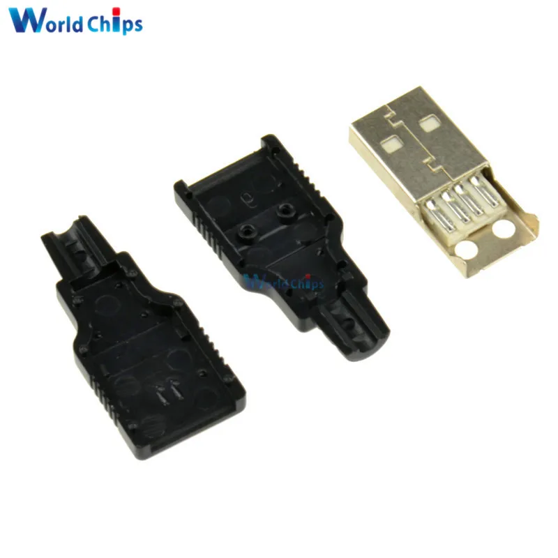 10 шт. 4 контактный Штекерный Переходник USB Type A с черной пластиковой крышкой|connector