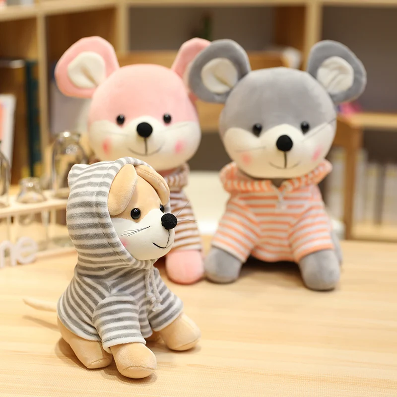 25 см/33 см Kawaii Mouse плюшевые игрушки одежда с набивным животным мышь для детей