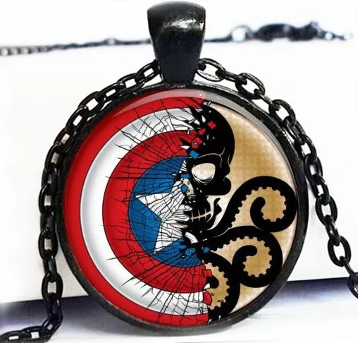 Новый тренд капитан колье Америка Первый мститель Кулон стекло художественное