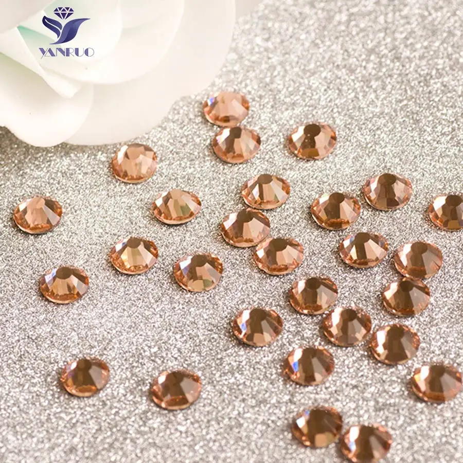 YANRUO 2058HF SS16 3 8 4 0 мм светильник лые персиковые блестящие камни стразы горячей