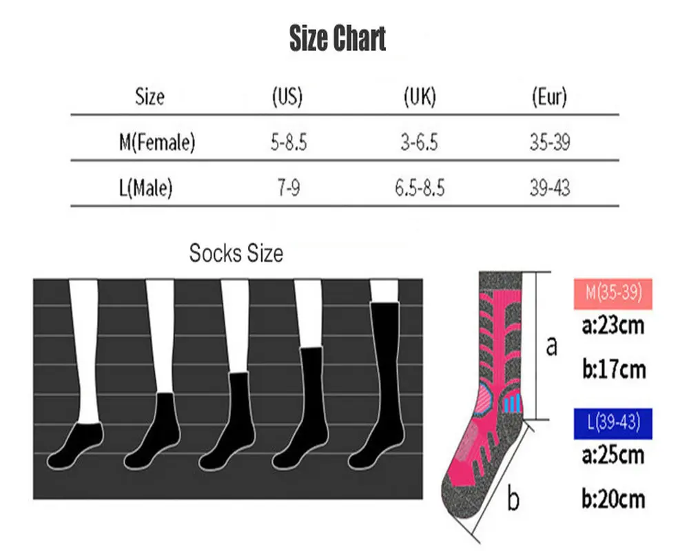 Теплые зимние лыжные носки для мужчин и женщин толстые хлопковые спортивные
