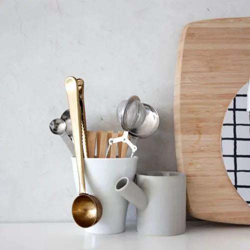 1 шт. Золотая кофейная ложка из нержавеющей стали многофункциональная