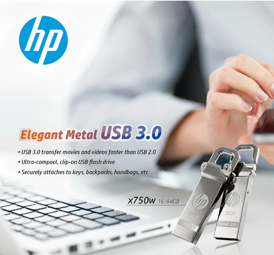 Hp флэш-накопитель 16 Гб флэш-накопитель X750W USB3.0 металлический флеш-cle usb флеш-накопитель на заказ "сделай сам" с возможностью нанесения собственного логотипа памяти Флэш диск на ключ челнока флешки 16 Гб