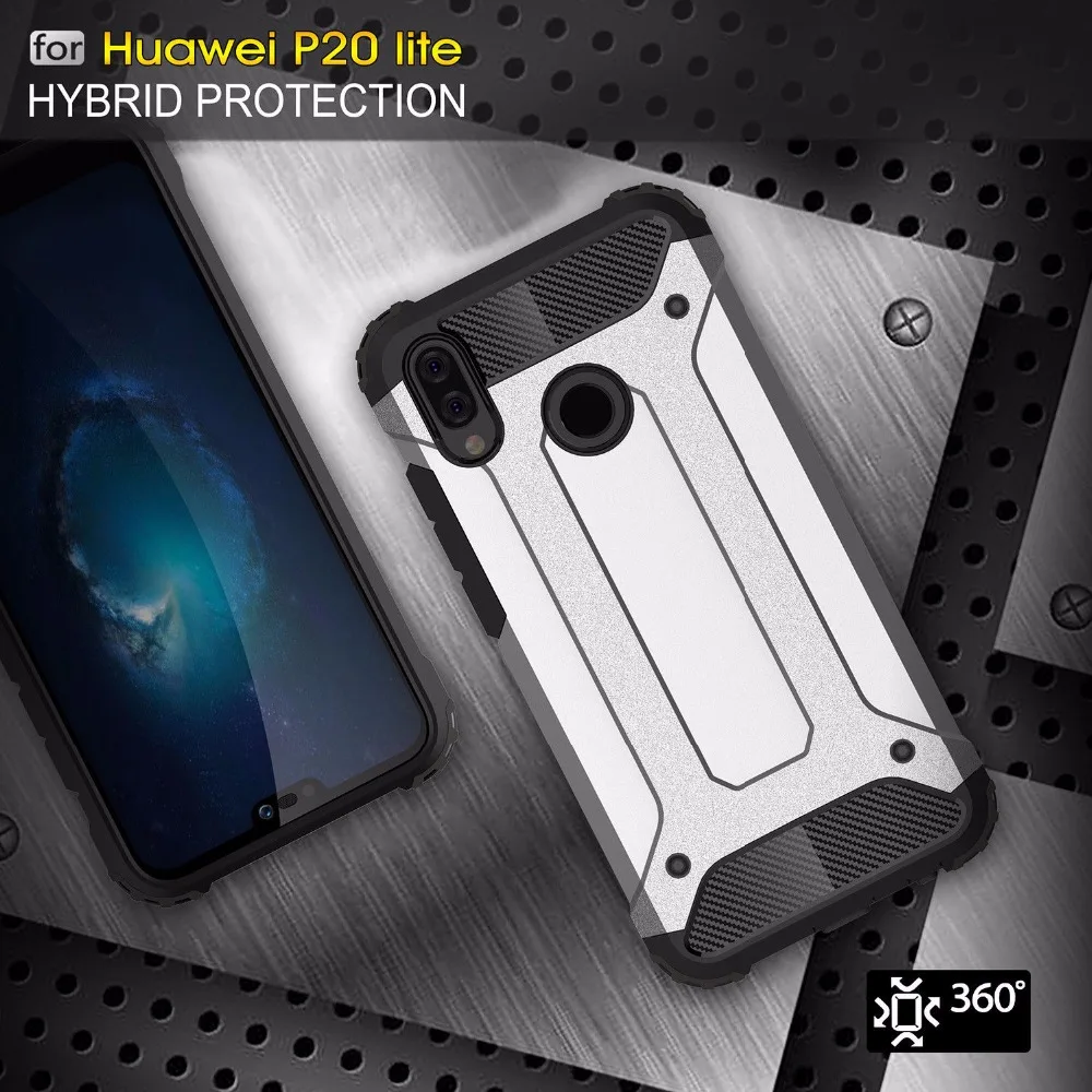 Роскошный прочный защитный чехол для телефона Huawei P20 Pro гибридный Жесткий ПК + ТПУ
