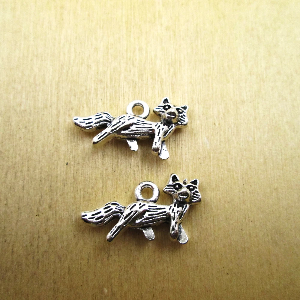 

12pcs 24x13mm fox Charms 2 sided fox charm pendants DIY necklace/ bracelets charms antique silver tone