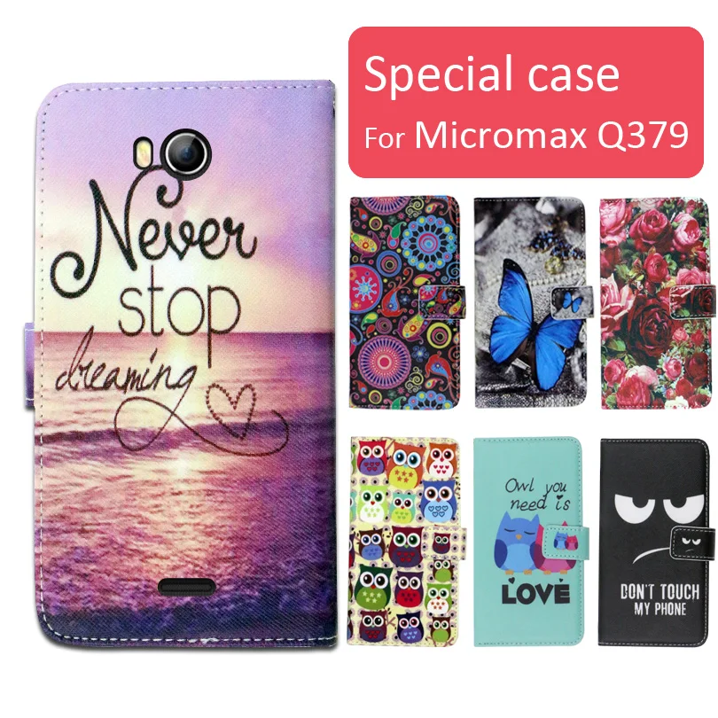 Модный кожаный чехол книжка с мультяшным принтом для Micromax Q379 телефона бесплатный
