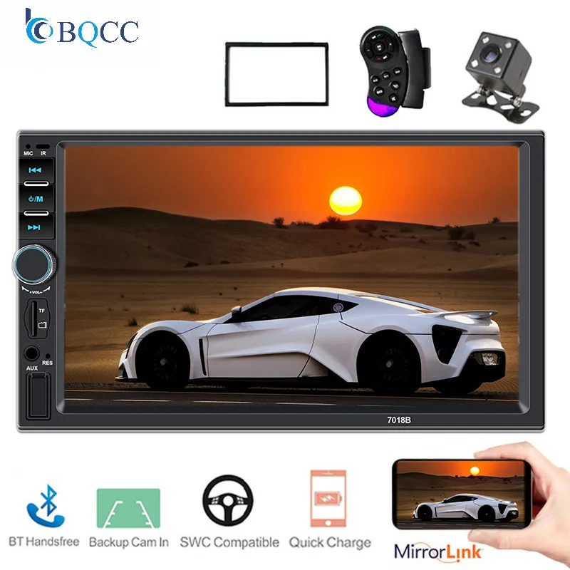 Din MP5 автомобильное радио 2 Bluetooth Handsfree Car Rear View Mirrorlink камера заднего вида 7018B