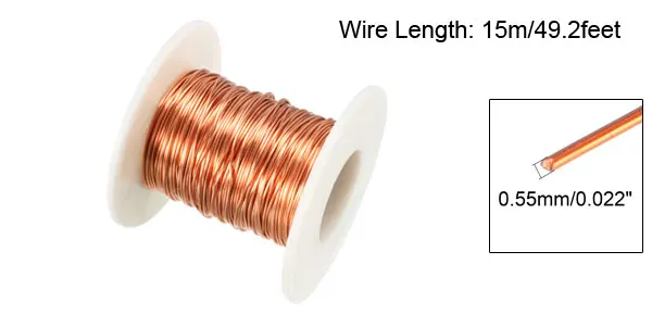 0.55mm Dia 49.2ft Uxcell 0,38 мм/0,41 мм/0,55 мм Диаметр эмалированный магнит медная проволока обмотка 49,2 '/65,6' длина используется для индукторов трансформаторов - Цвет: 0.55mm Dia 49.2ft