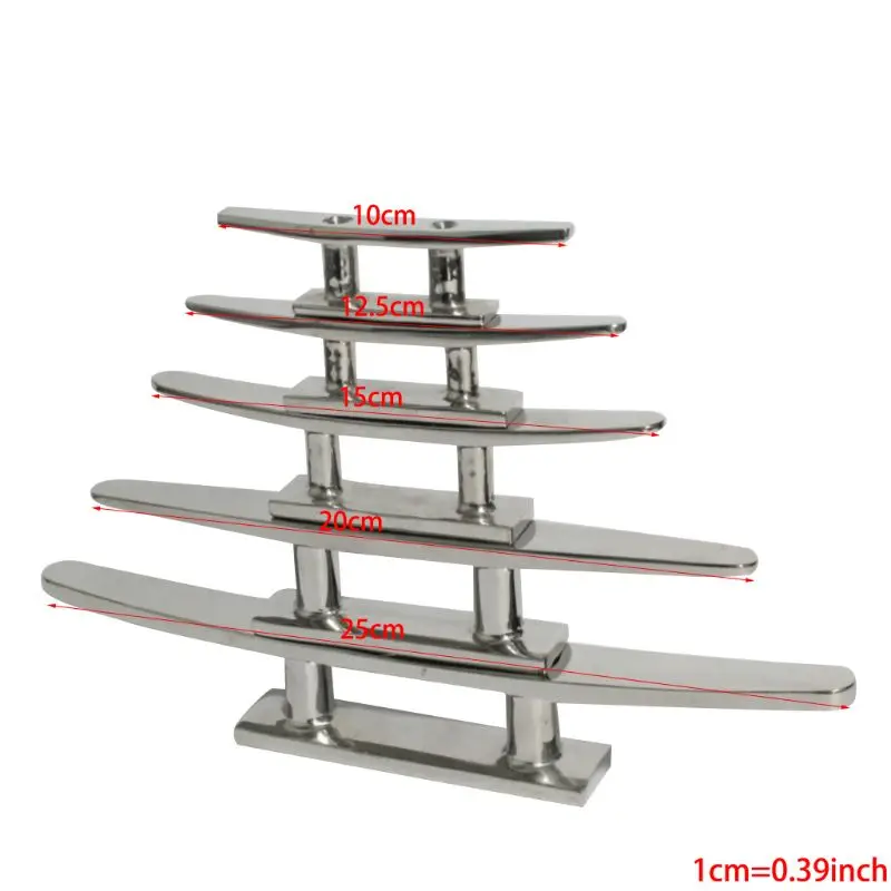 

316 Stainless Steel Boat Cleat Low Flat Cleat For Marine Boat Deck Rope Tie 4" 5" 6" 8" 10" Lock bolt Boat