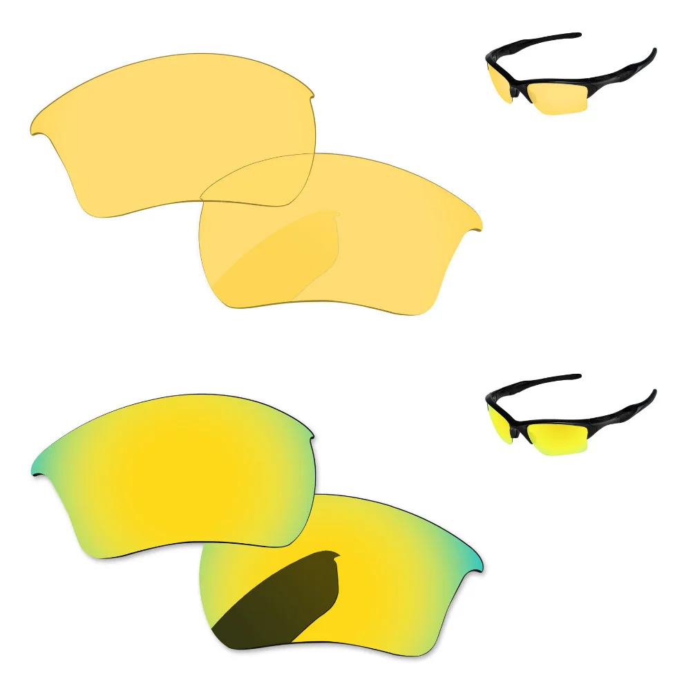 

24K золотистые и кристально-желтые 2 пары сменных линз для полукуртки 2,0 XL Солнцезащитные очки оправа 100% UVA & UVB защита