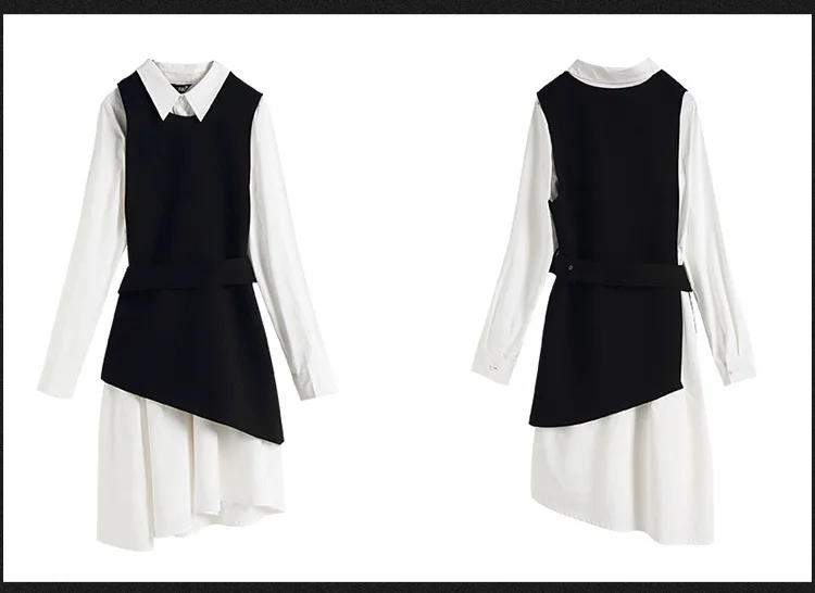 2017 зимнее женское элегантное платье комплект из двух предметов асимметричное