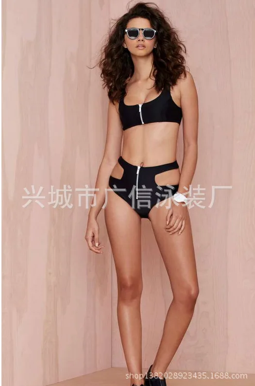 

Padded Bikini Women Beach Swimwear Vintage Patchwork Zipper Swimsuit Push Up Bathing Suit Bikinis Beach Wear Biquini