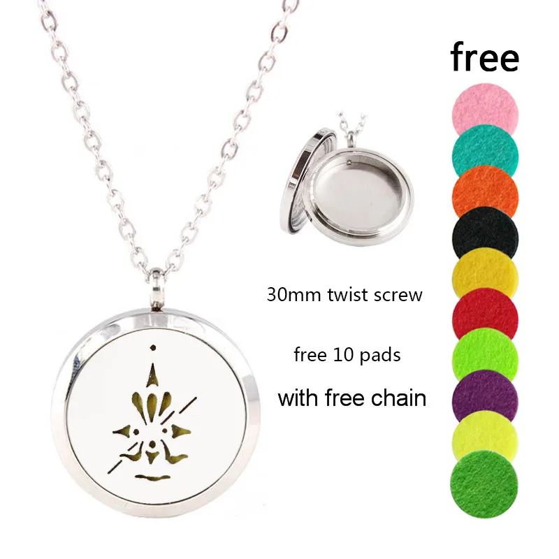 

With chain & Pads Gift Christmas Tree (30mm) Aromatherapy / Stainless Steel Essential Oils Diffuser Locket Necklace Dropshipping