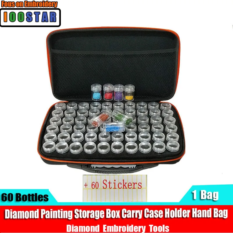 

Алмазная вышивка Алмазная мозаика инструмент 60 слотов регулируемая пластиковая сумка для хранения держатель для хранения сумки на плечо с...