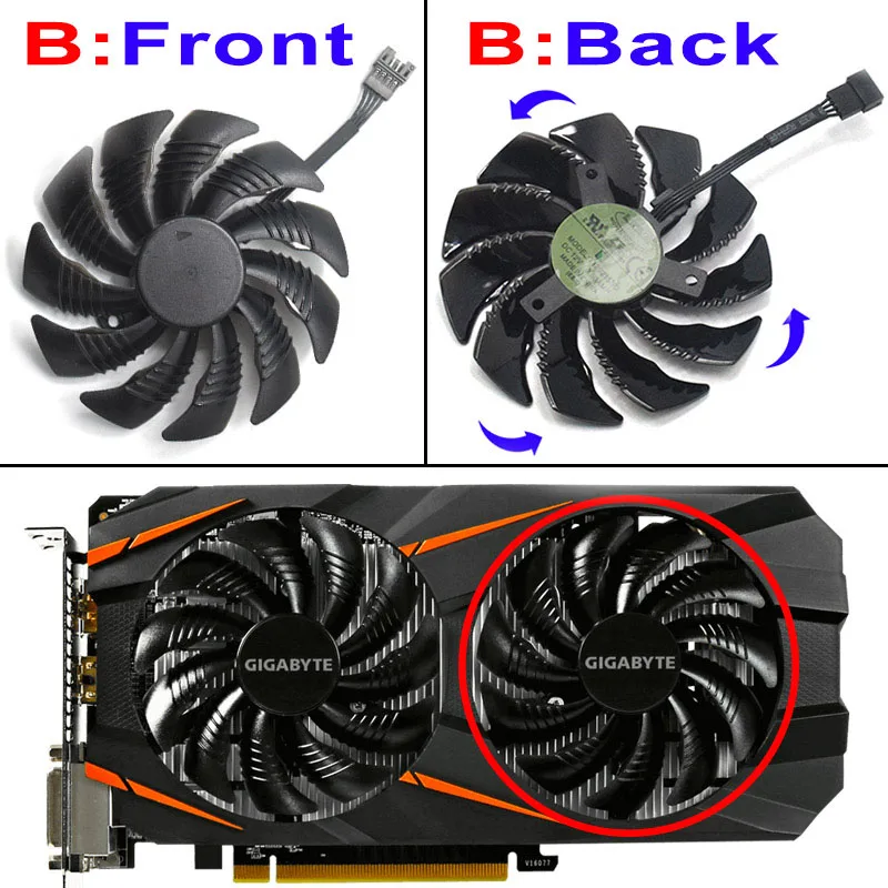 T129215SU-B T129215SU PLD09210S12HH кулер вентилятор для Gigabyte NVIDIA GeForce GTX 960 4GD P106-100 6G RADEON RX580 570 RX470 480 игровая 4G карта - Цвет лезвия: T129215SU-B