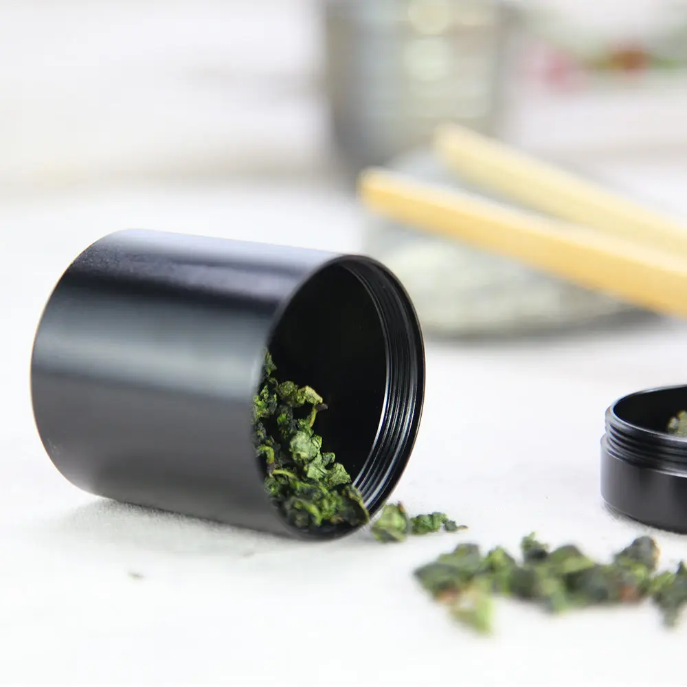 Черный мини контейнер с винтовой крышкой герметичный для чая и порошка маття 70