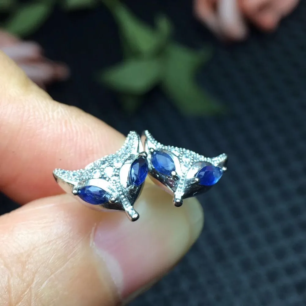 

Женские серьги из серебра серьги с голубым сапфиром пробы, с натуральным драгоценным камнем