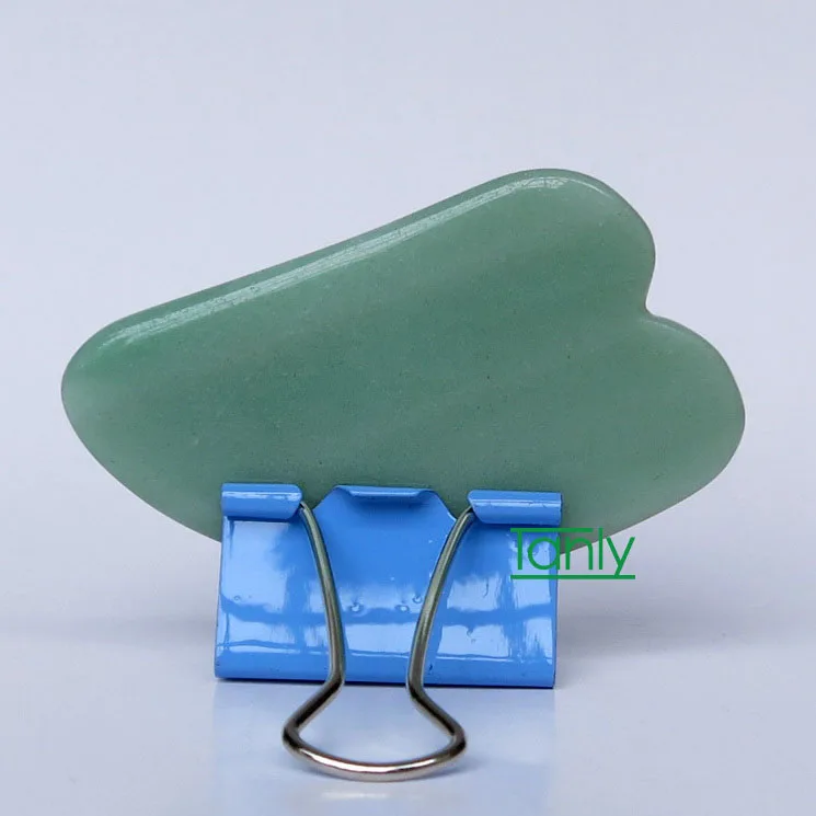 small triangle Тонтин натуральный авантюрин Aventur Jade Guasha доска Gree камень выскабливание китайский Gua Sha инструменты V линия лицо красота комплект здравоохранения - Цвет: small triangle
