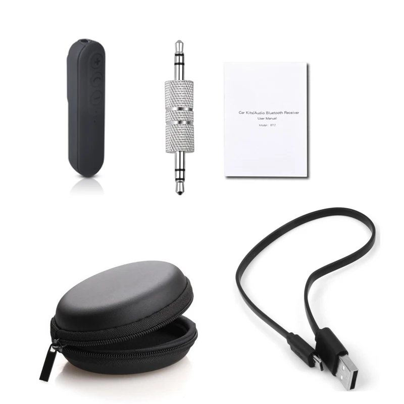 Универсальный Bluetooth автомобильный комплект, Мини bluetooth автомобильный адаптер, aux аудио приемник, 3,5 мм разъем с микрофоном для автомобильного динамика, наушников - Название цвета: black with bag