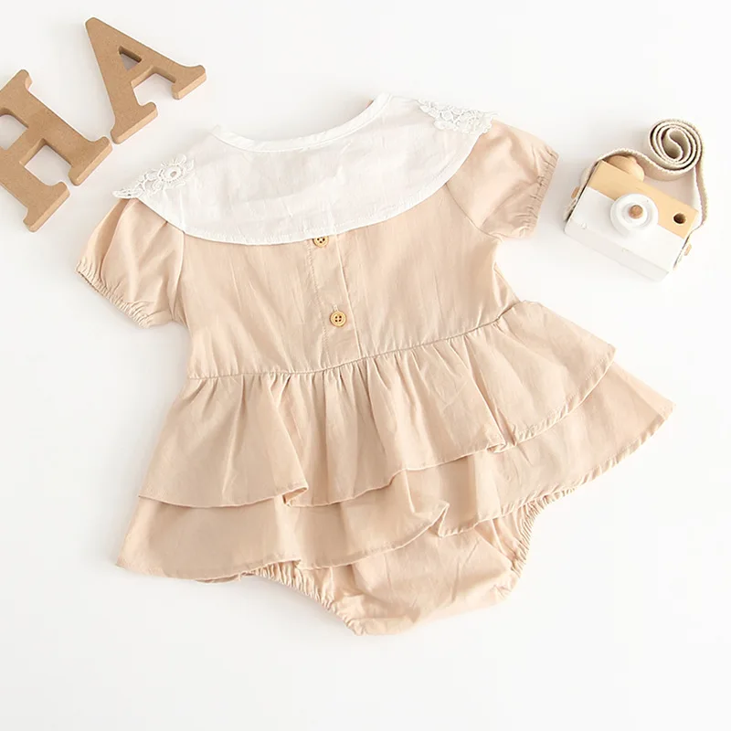 Детское платье комбинезон кружевные Комбинезоны для маленьких девочек летняя