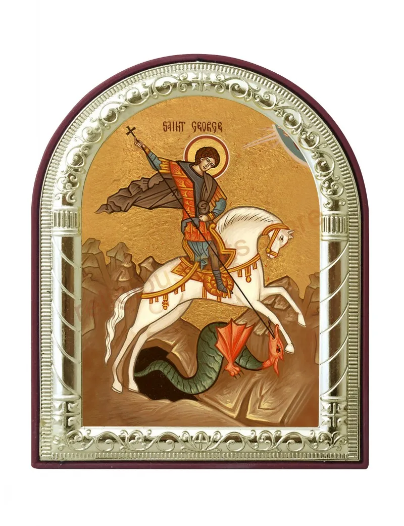 Металлическая маленькая религиозная икона смонтированная на подставке