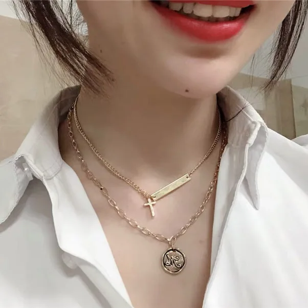 Новинка 2019 г. модные панк многослойсный браслет цепочка для женщин колье цепочки