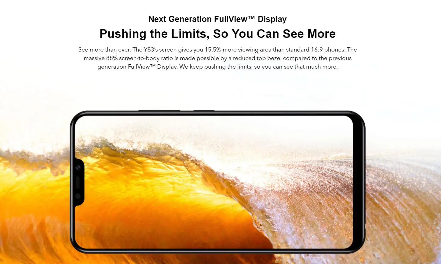 Vivo авторизованный мобильный телефон VIVO Y83 4G LTE Android 8,1 Helio P22 Octa Core 4G+ 64G 6,2" 13MP Cam Face Wake смартфон