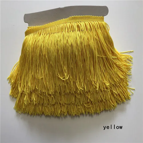 yellow SASKIA 10 метров 9 см длинная кружевная отделка лента Материал кисточка бахрома отделка шитье Сделай Сам латинское платье занавеска ткань аксессуар 3,54" - Цвет: yellow