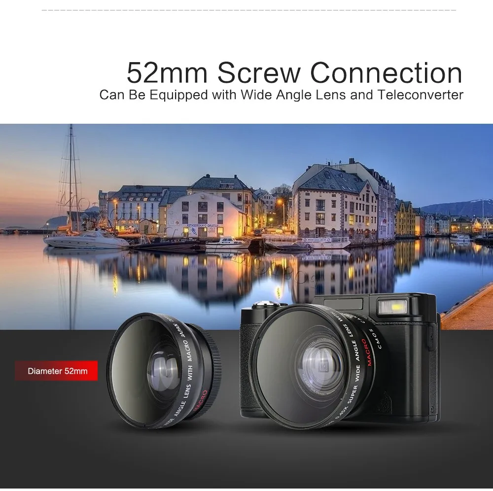 Супер 24Mp Max 8MP CMOS Сенсор 3 дюймов Экран компактная цифровая Камера профессиональный фото Камера 1080P видео 800 мА/ч, Батарея