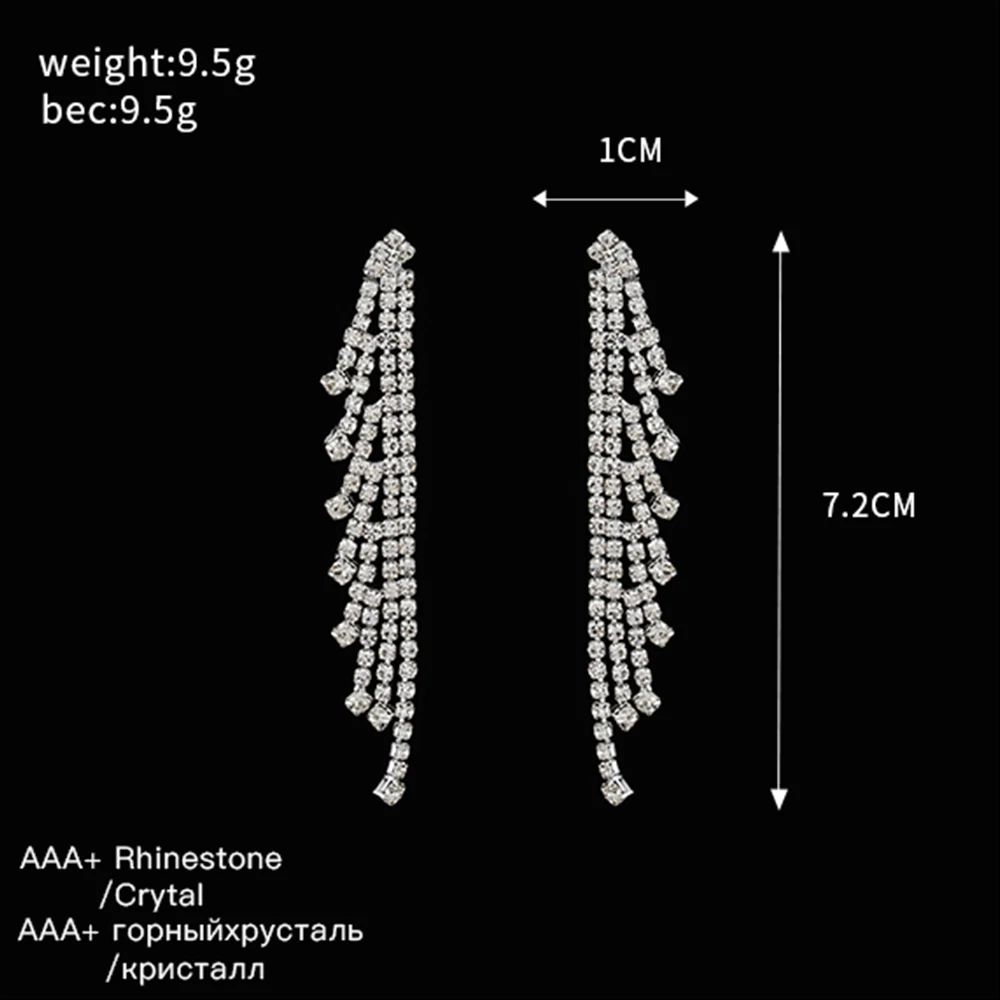 YFJEWE Silver Color Rhinestone Crystal Long Tassel Earrings for Women Bridal Drop Dangling Brincos Wedding Jewelry E630 | Серьги