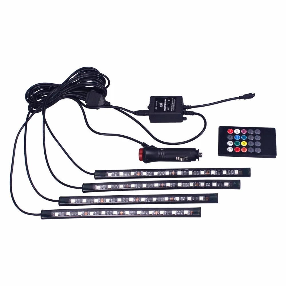 4 шт. Авто музыка Управление RGB Светодиодные ленты 12LED 5050 SMD голос гибкие