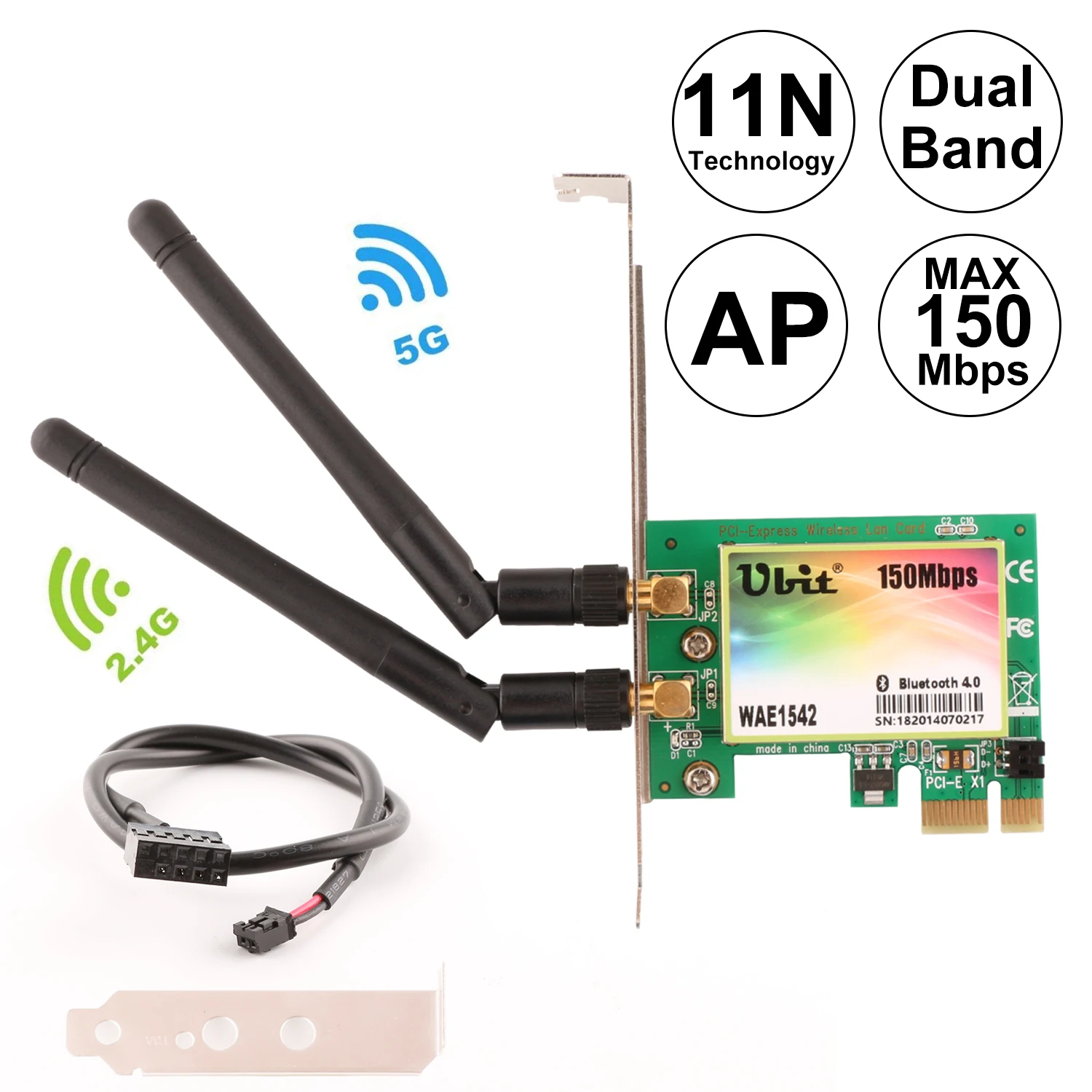 Ubit Bluetooth 4 0 настольная беспроводная сетевая карта PCI Express с функцией 2 4G 150M для ПК