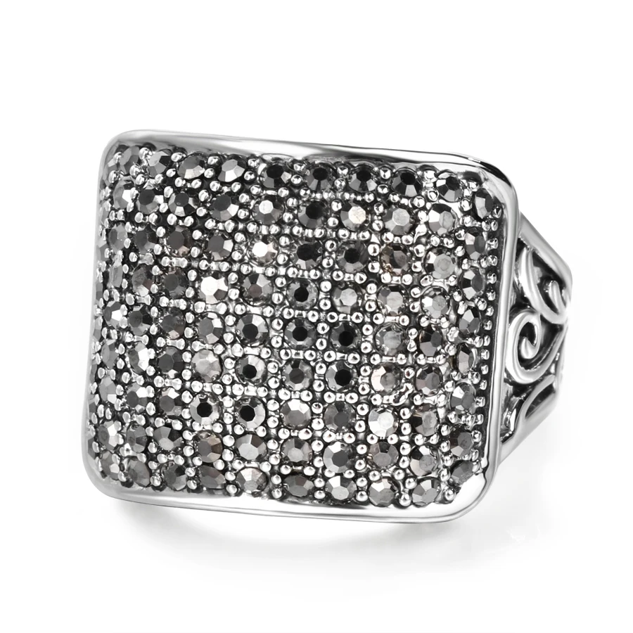 В винтажном стиле Цвет Черный С украшением в виде кристаллов Свадебные кольца