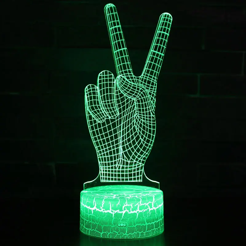 

Победный жест тема 3D лампа светодиодный Ночной светильник 7 цветов изменить Touch Настроение лампы Новогодний подарок Dropshippping