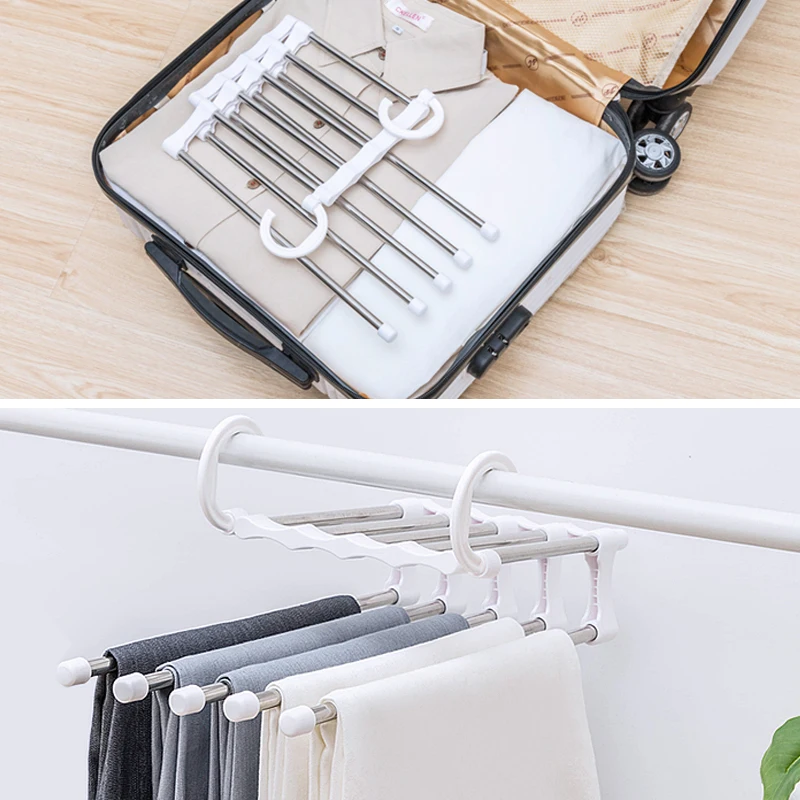

Stainless Steel Hangers Pants Trousers Holder Clothing Storage Wardrobe Towel Scarf Hanging Rack Organization Accessories Items