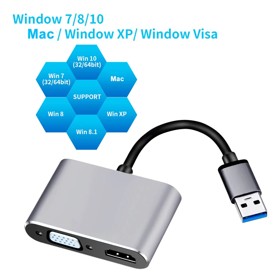 Адаптер Navceker с USB 3 0 на HDMI VGA адаптер для HD 1080P кабель преобразователя компьютеров