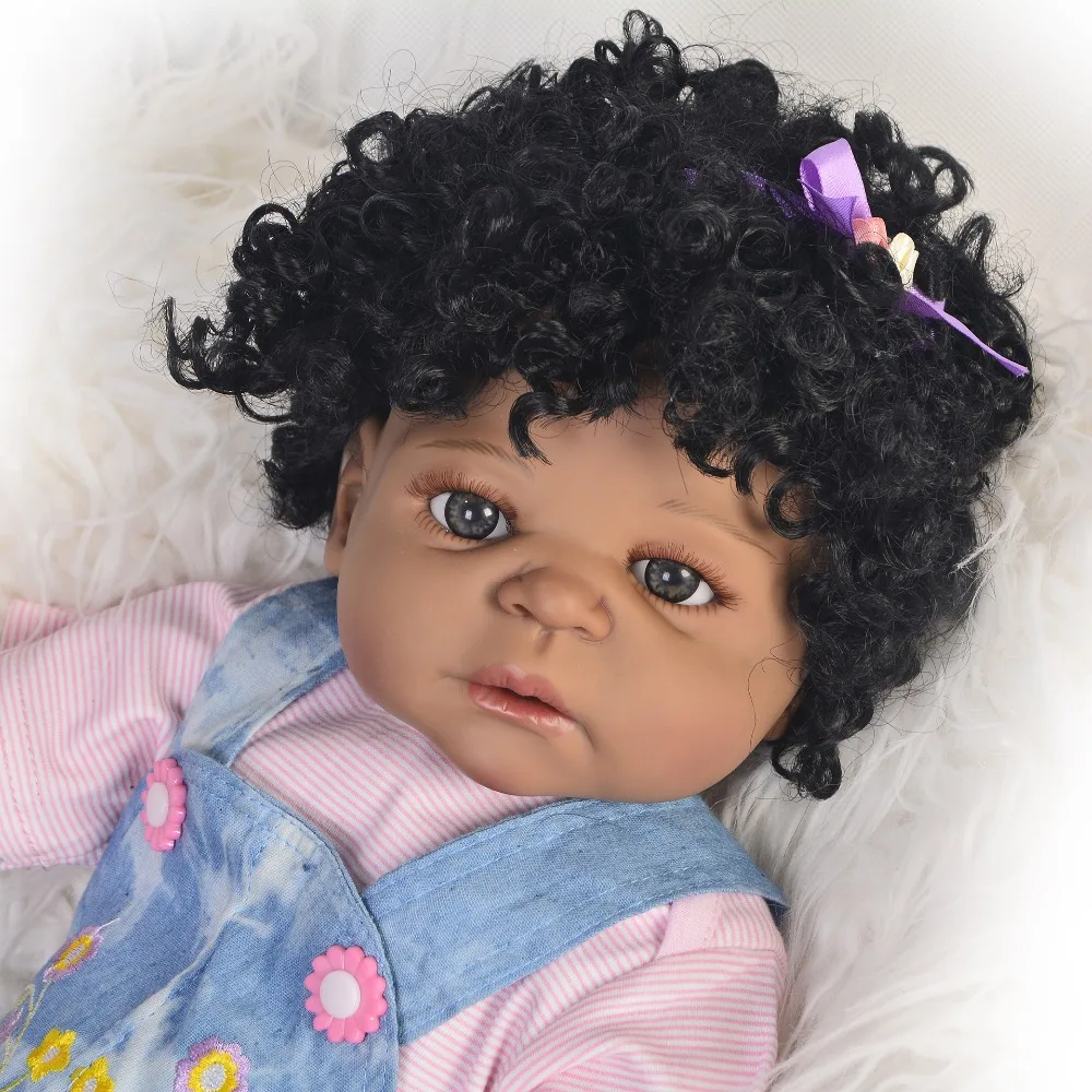 KEIUMI черные куклы Reborn 57 см силиконовые виниловые реалистичные Boneca Menina для детей
