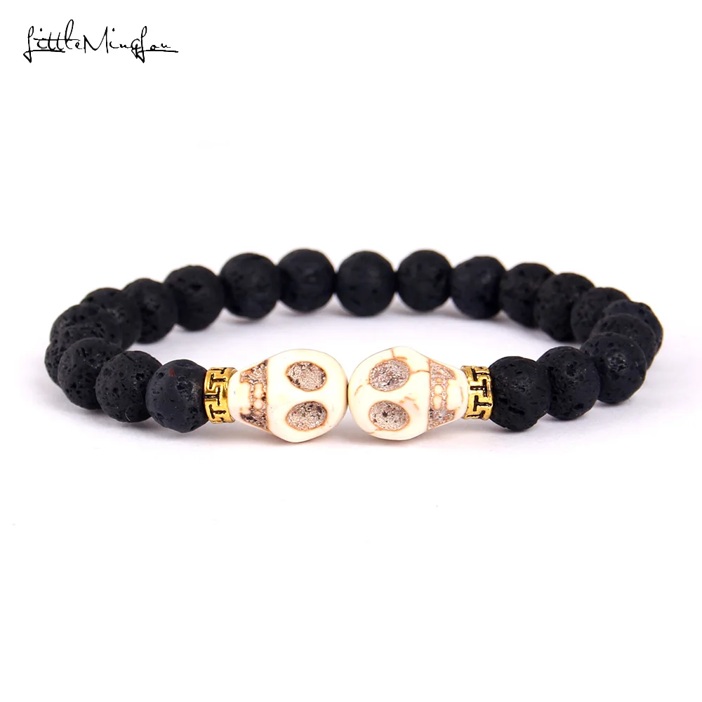 Маленький блестящий мужской браслет 8 мм из Лав-камня, бриллианты, браслеты и браслеты Будды, очаровательный браслет для йоги, ювелирные изделия